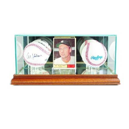 PERFECT CASES Perfect Cases CRDDB-W Card and Double Baseball Display Case; Walnut CRDDB-W